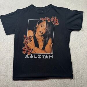 Ripple Junction Aaliyah Graphic T-Shirt Kids Size M Black Butterfly Print 90s